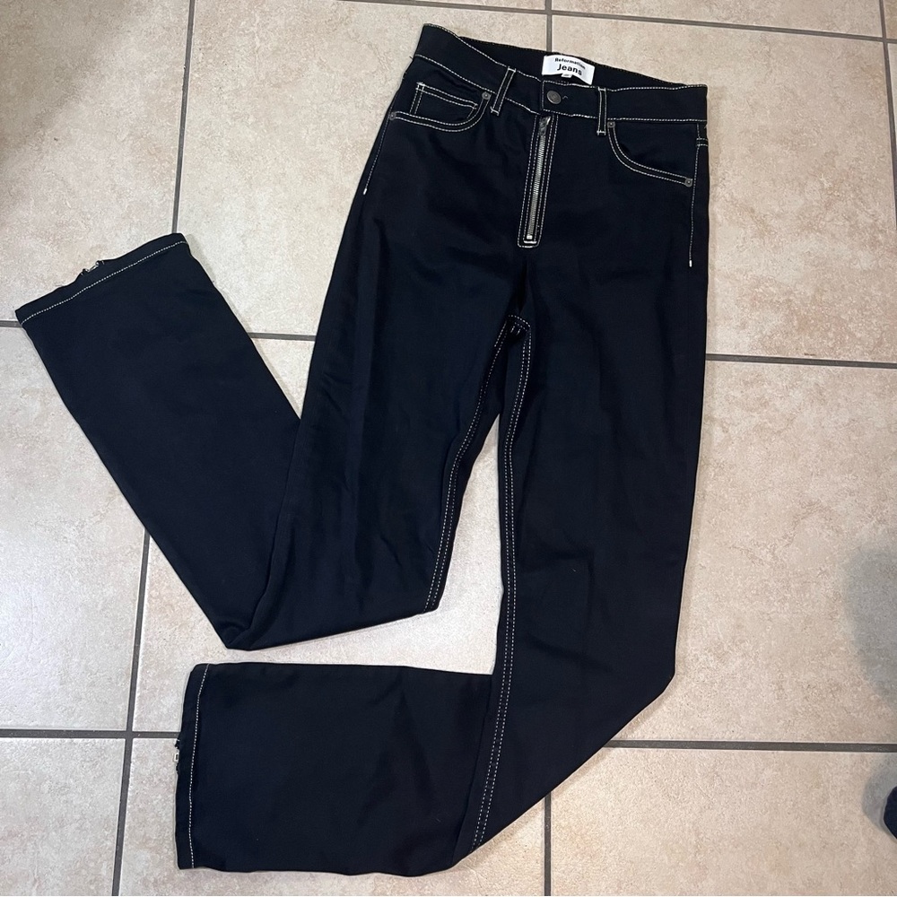 Reformation Toby Zip Front Ultra High Rise Bootcut Jean Black Size 26 *read - Picture 4 of 11